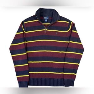 Polo Ralph Lauren Boy’s Striped Sweater Great Condition Size 8/10. Quarter Zip